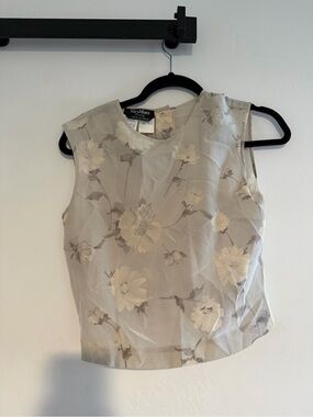 MaxMara Floral Sleeveless Camisole in Light Beige and Cream